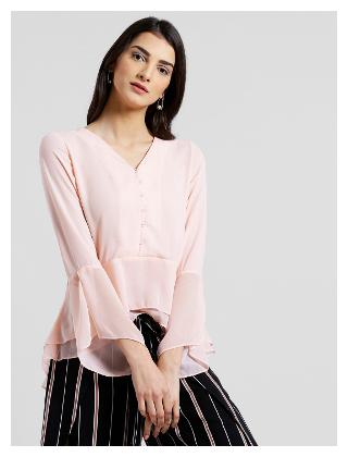 

Zink London Long Sleeves Solid Tiered Top for Women