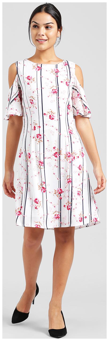 

Zink London White Floral A-line dress