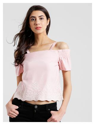 

Zink London Women Self design A-line top - Pink