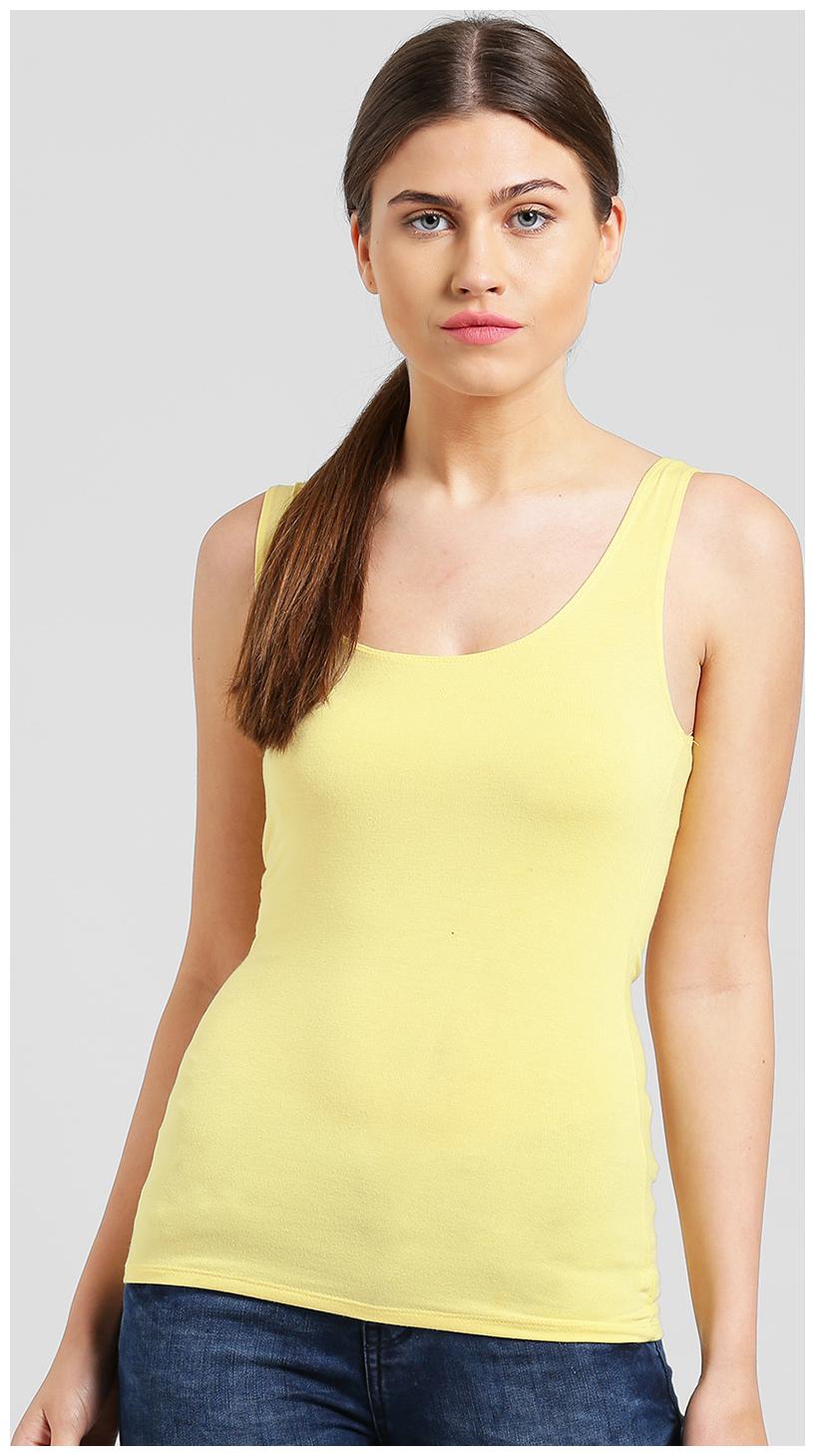 

Zink London Women Yellow Body fit Round neck Polyester Tank top