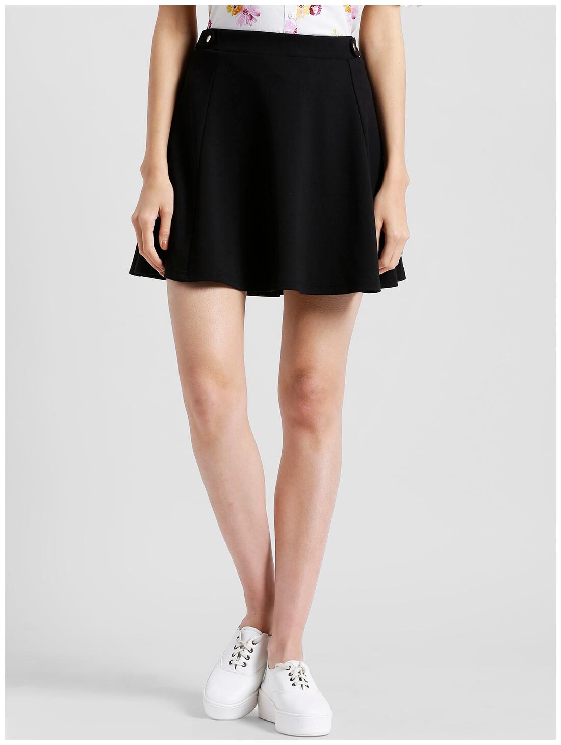 

Zink London Solid A-line skirt Midi Skirt - Black