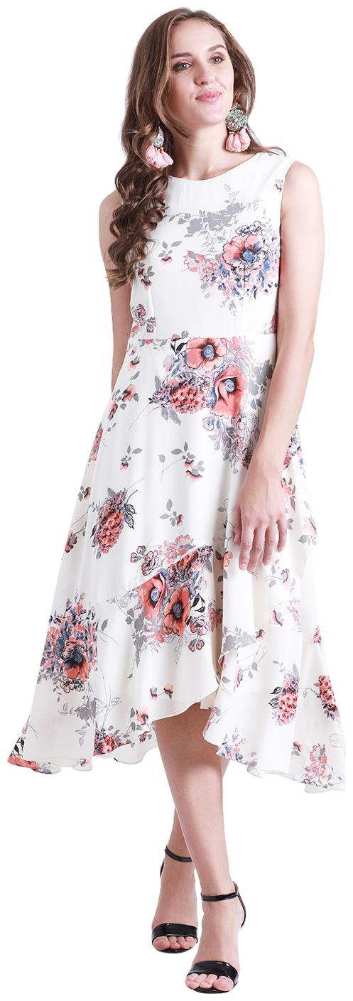 

Zink London White Printed Fit flare dress