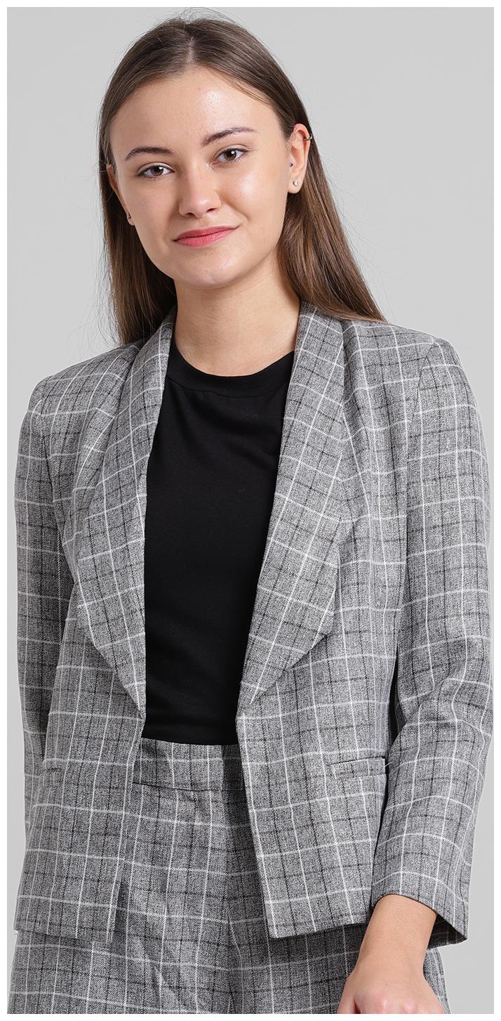 

Zink London Women Checked Regular Jacket - Grey
