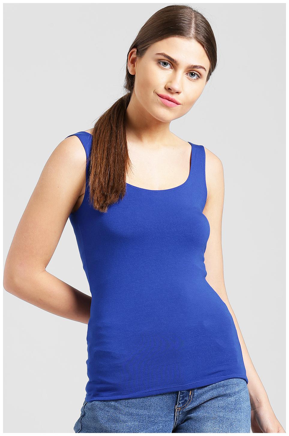 

Zink London Women Blue Body fit Round neck Polyester Tank top