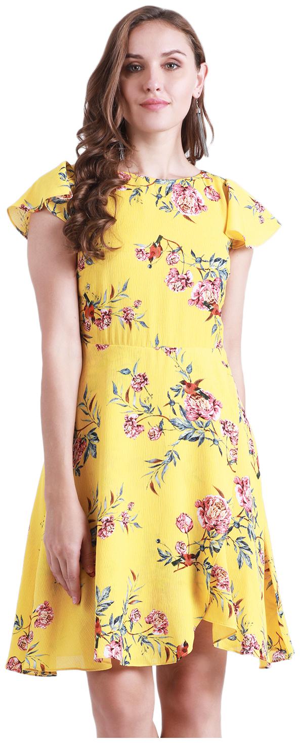 

Zink London Yellow Floral A-line dress