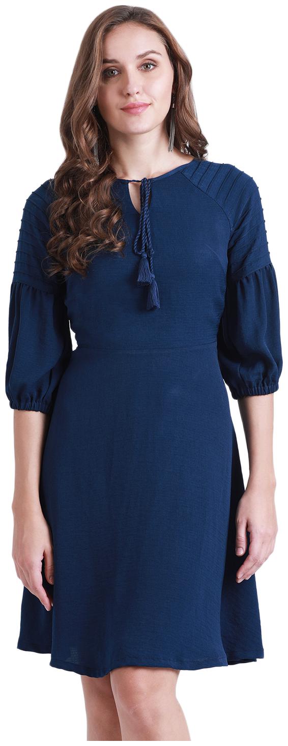 

Zink London Blue Solid Fit flare dress