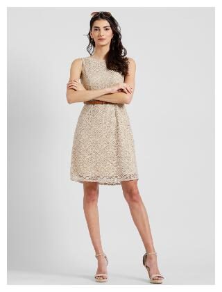 

Zink London Beige Geometric A-line dress