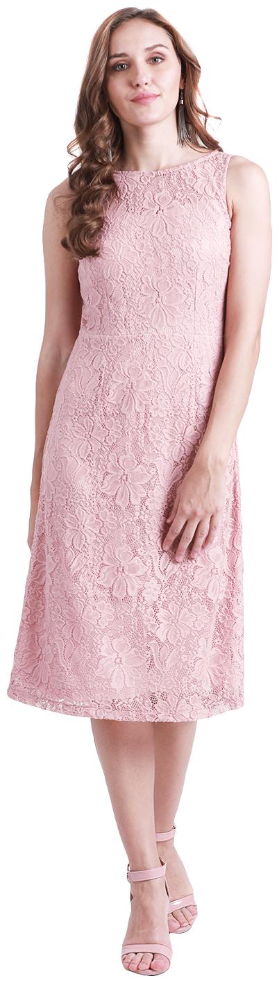 

Zink London Pink Self design A-line dress