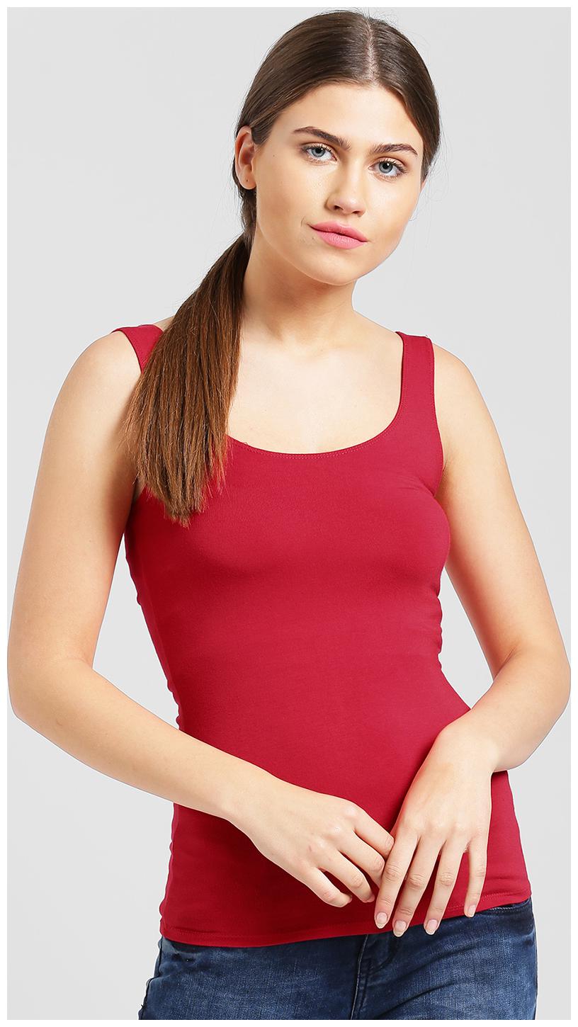 

Zink London Women Red Body fit Round neck Polyester Tank top