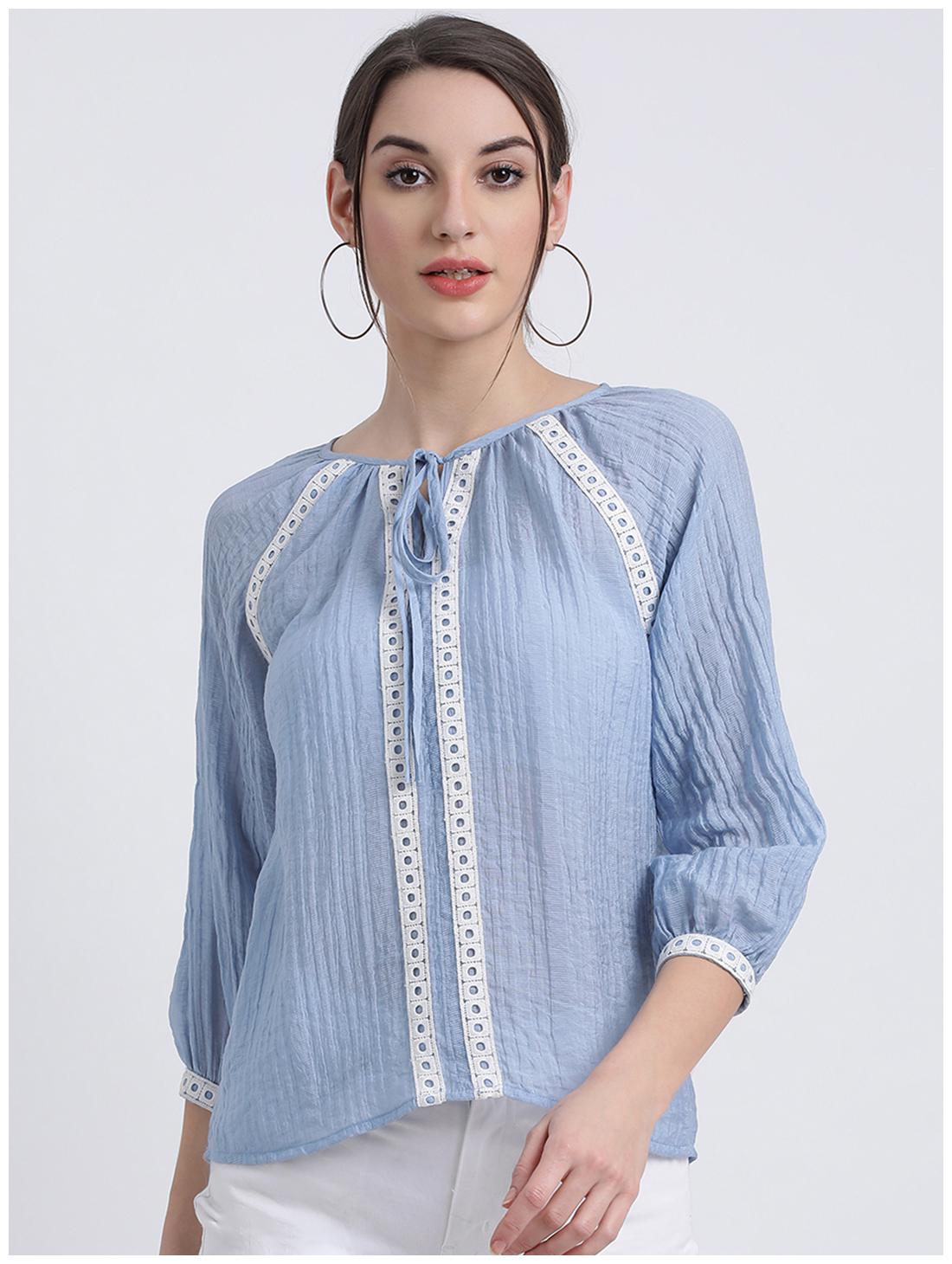 

Zink London Women Solid Blouson top - Blue