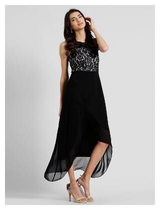 

Zink London Black Printed A-line dress