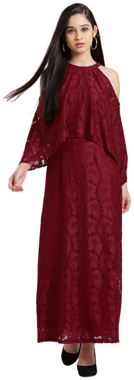 

Zink London Red Solid Maxi dress