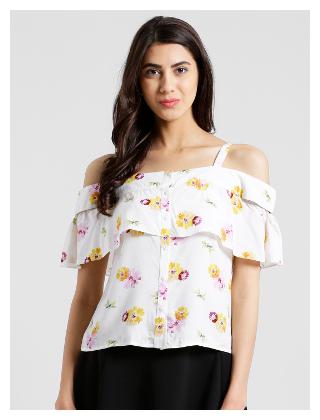 

Zink London Sleeveless Printed Bardot Top for Women