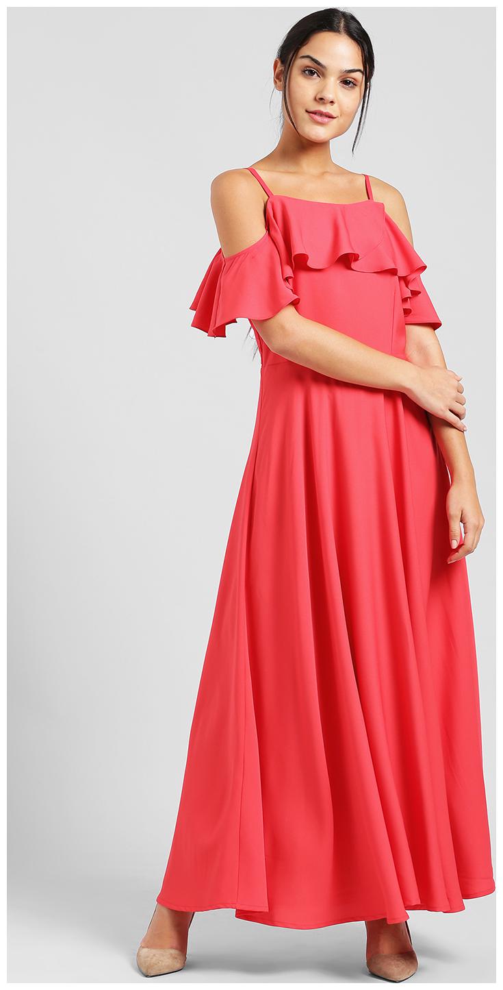 

Zink London Red Solid Empire dress