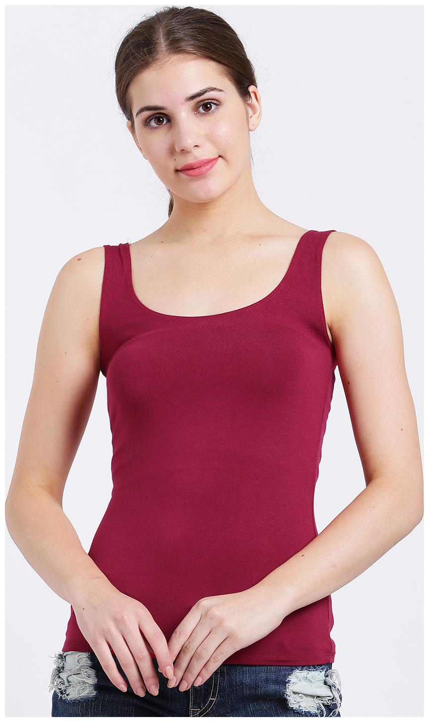 

Zink London Women Maroon Body fit Round neck Polyester Tank top
