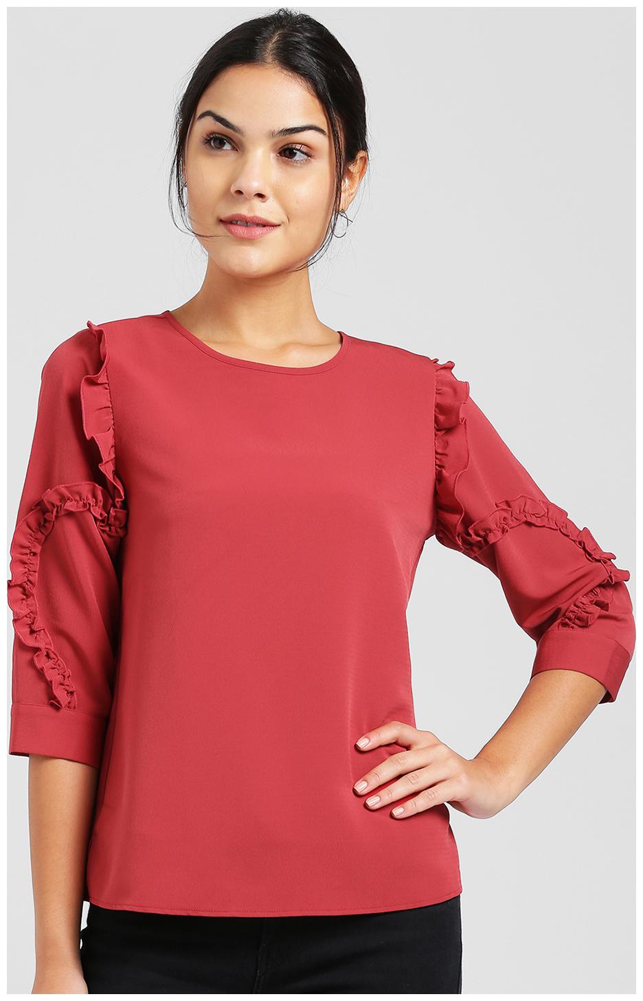 

Zink London Women Solid Regular top - Maroon