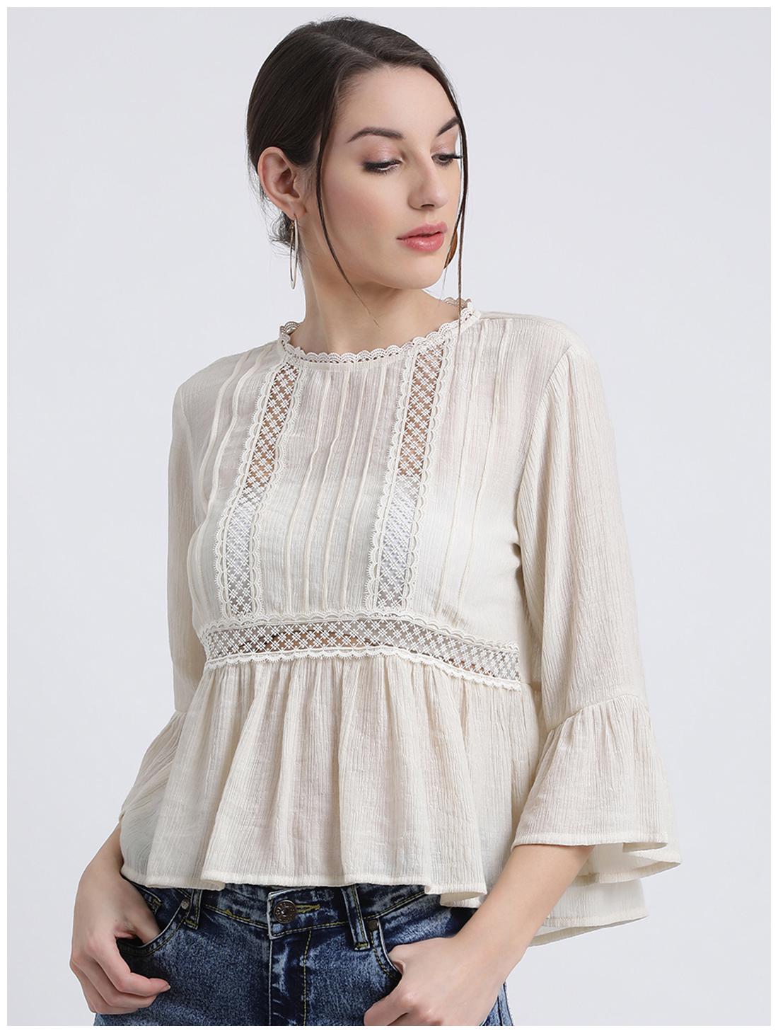 

Zink London Women Embroidered Regular top - Beige