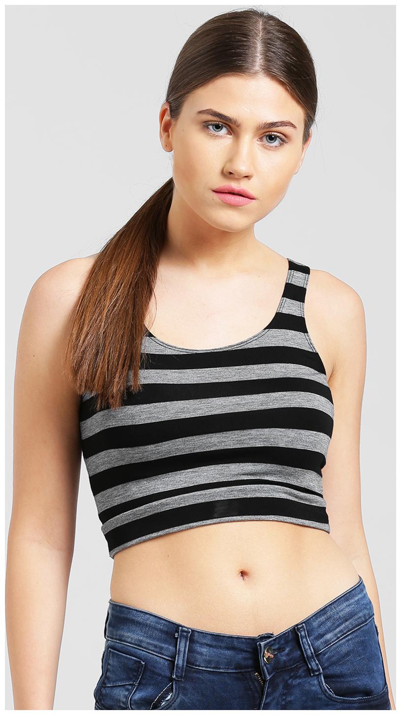 

Zink London Women Grey Body fit Round neck Polyester Tank top