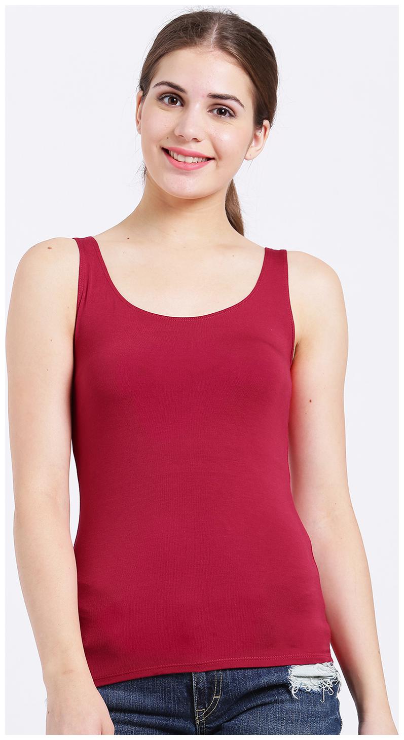 

Zink London Women Red Body fit Round neck Polyester Tank top