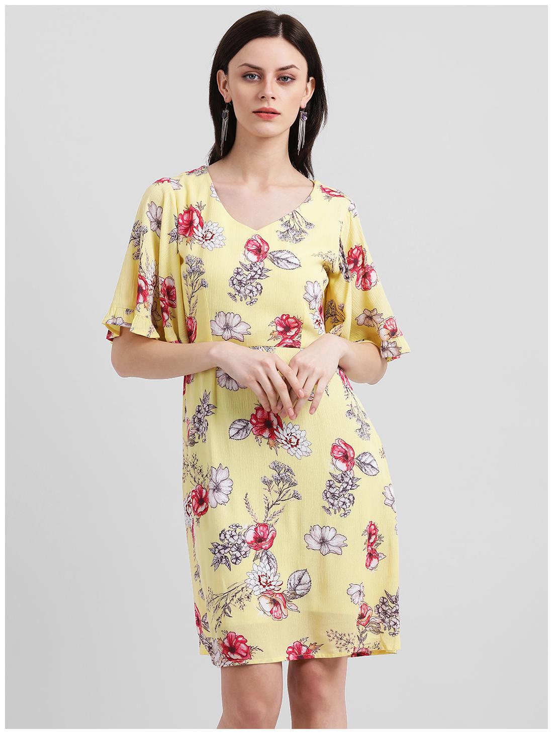 

Zink London Yellow Floral Sheath dress