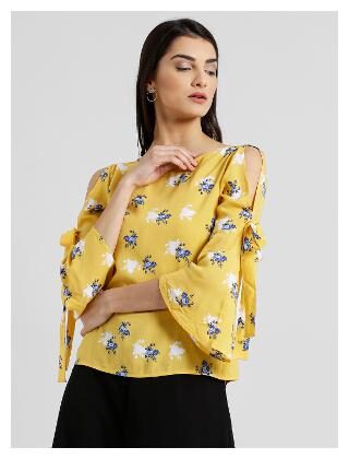 

Zink London Women Printed A-line top - Yellow
