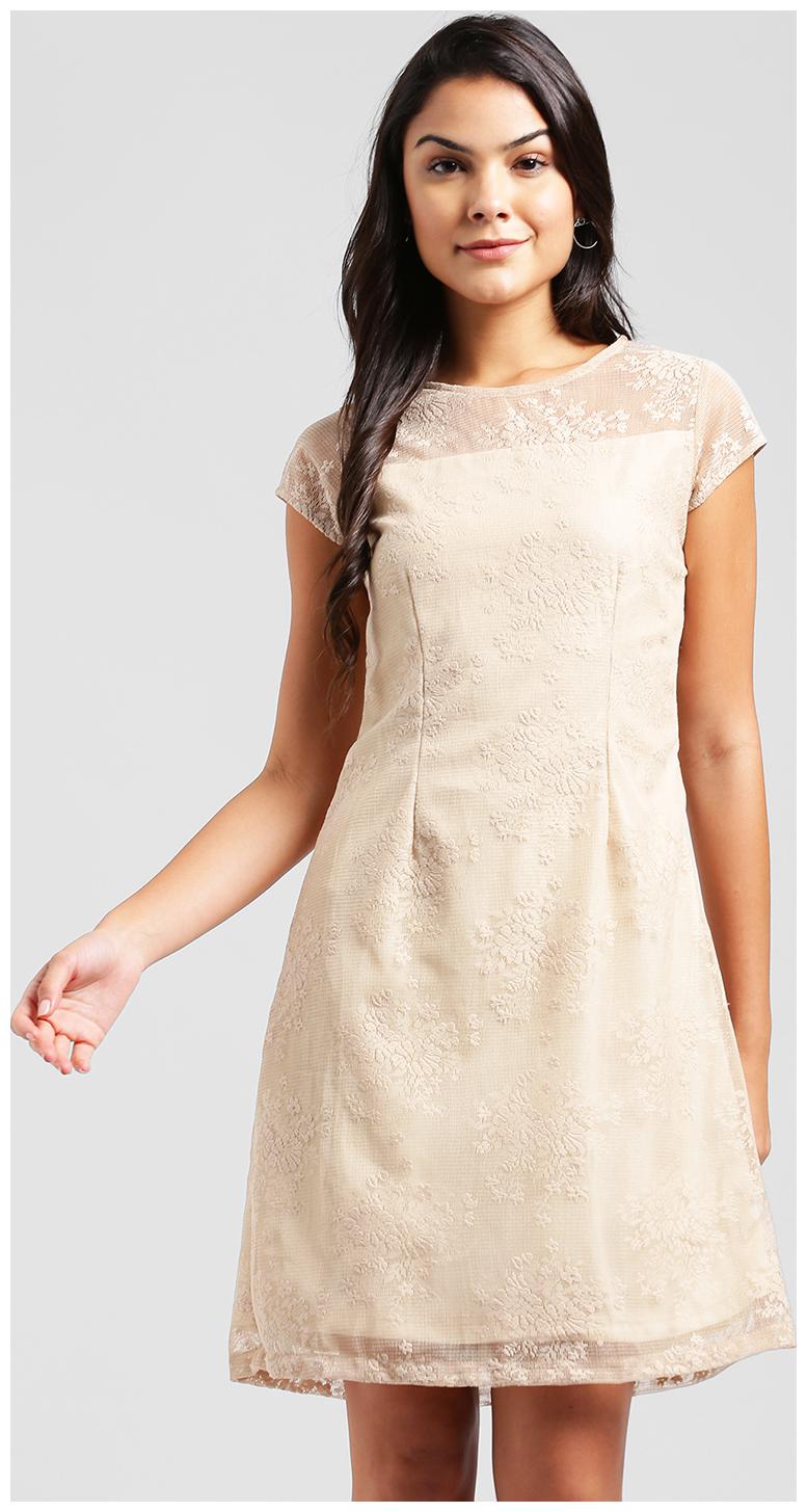 

Zink London Beige Embroidered Flared dress