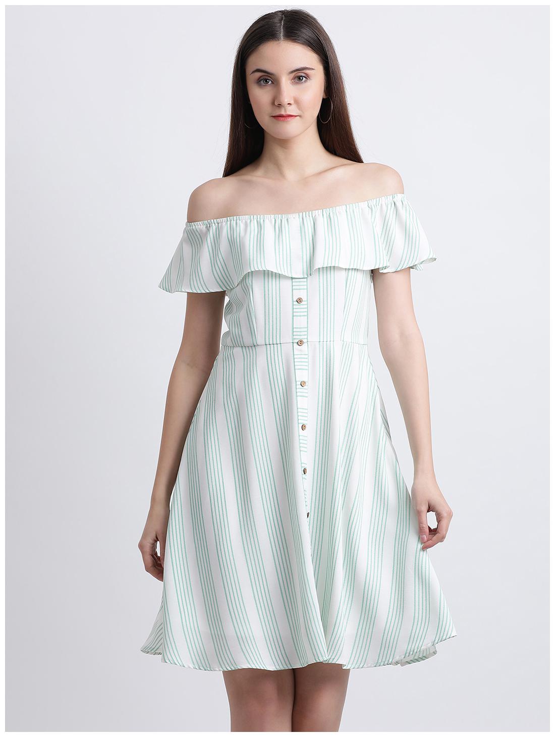 

Zink London White Striped A-line dress
