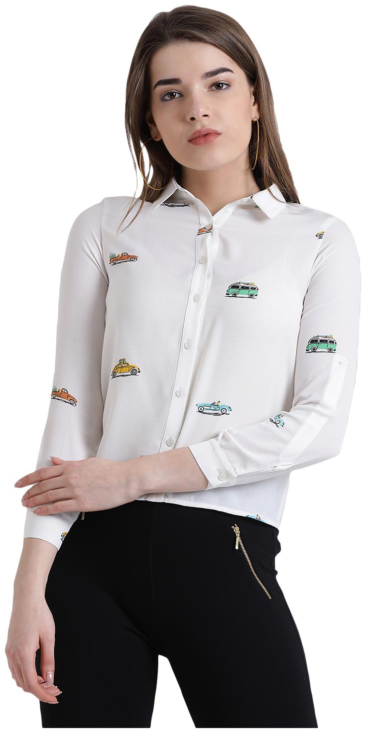 

Zink London Women White Printed Regular Fit Shirt
