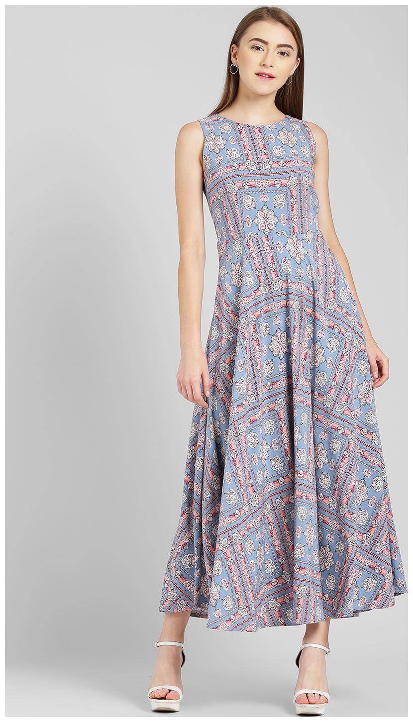 

Zink London Blue Printed Maxi dress
