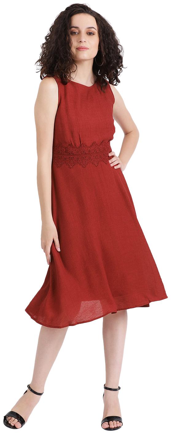 

Zink London Red Solid A-line dress