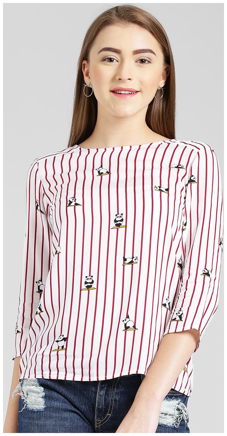 

Zink London Women Striped Regular top - White