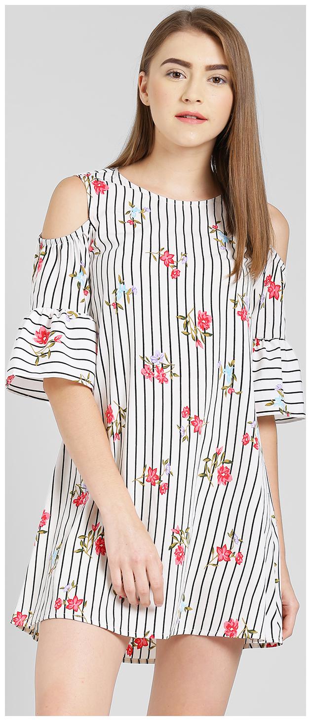 

Zink London Women Striped A-line top - White