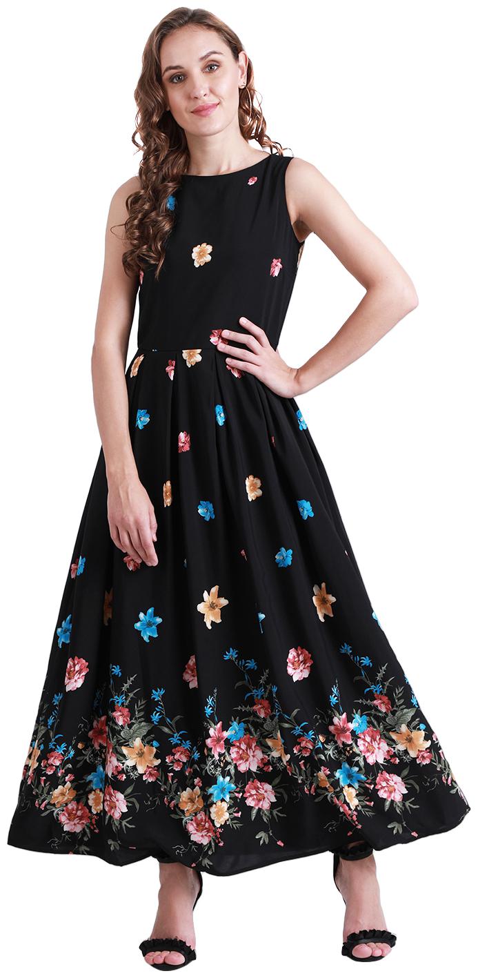 

Zink London Black Floral A-line dress