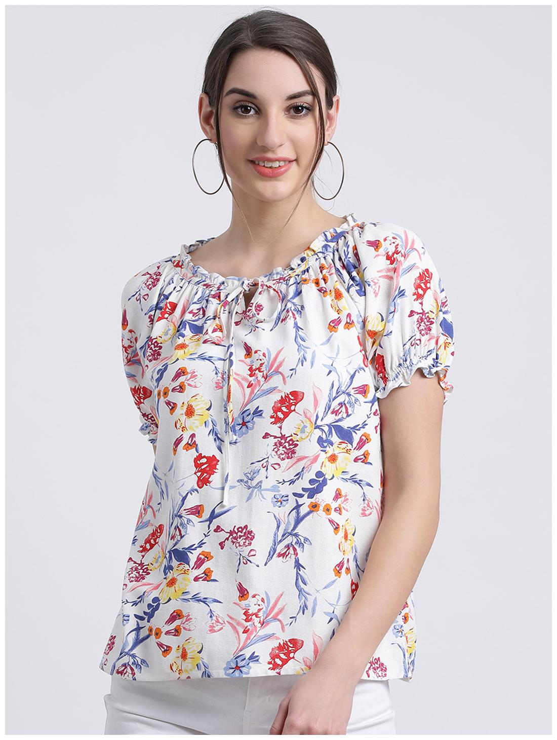 

Zink London Women Floral Blouson top - White