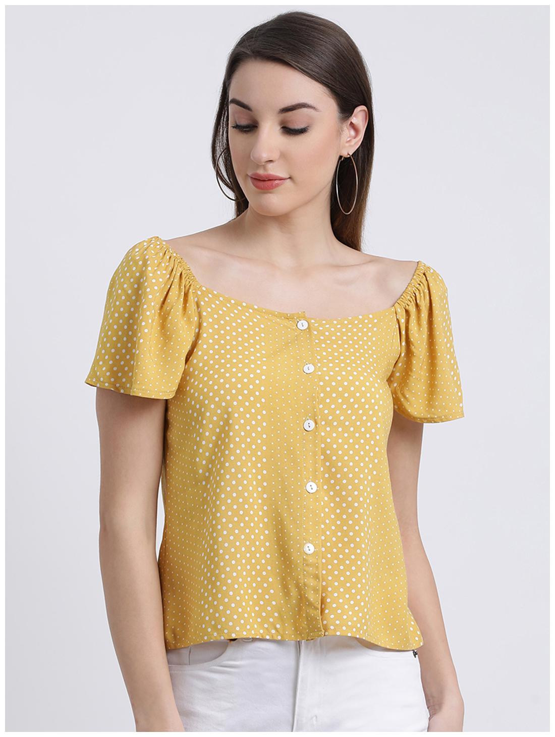

Zink London Women Printed Blouson top - Yellow