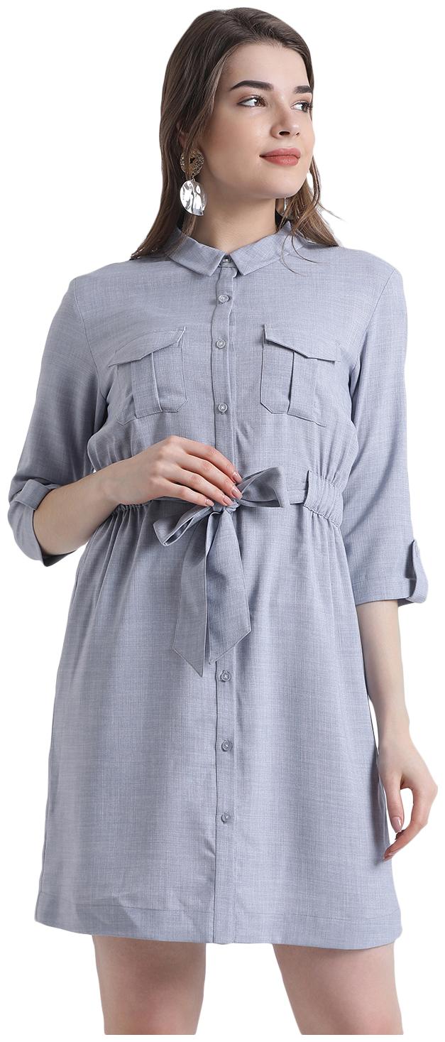 

Zink London Blue Solid Shirt dress