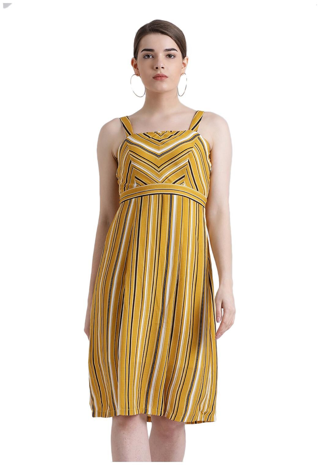 

Zink London Yellow Printed A-line dress