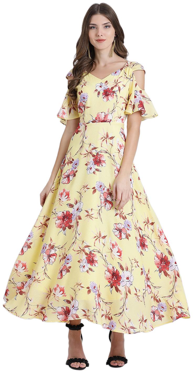 

Zink London Yellow Floral Fit flare dress