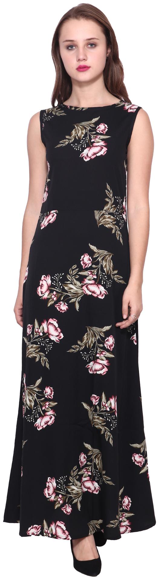 

ZISAAN Black Floral Maxi dress