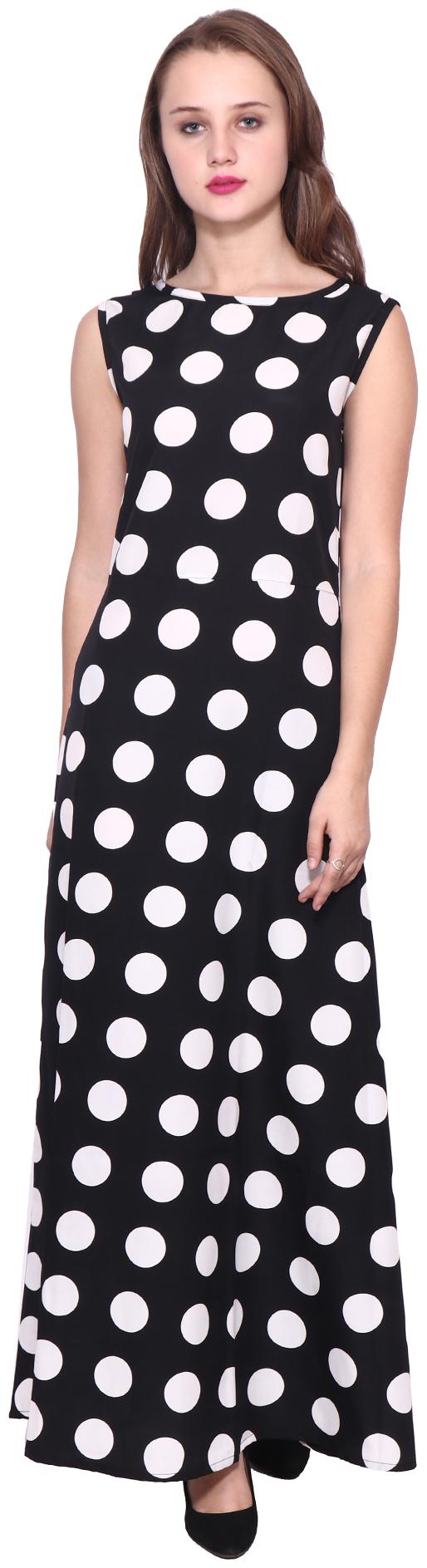 

ZISAAN Black Polka dots Maxi dress