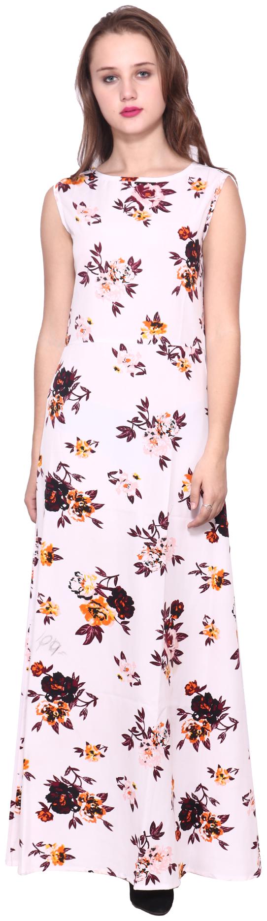 

ZISAAN White Floral Maxi dress