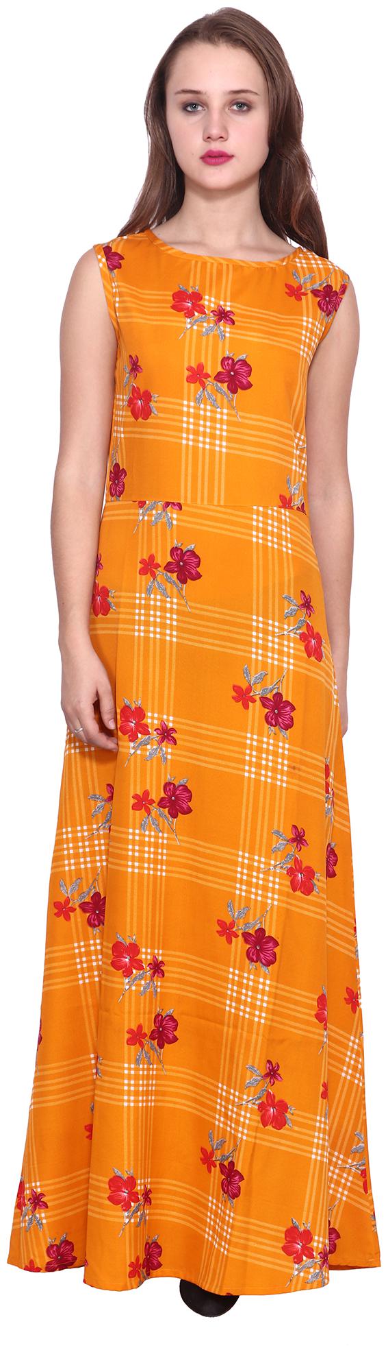 

ZISAAN Yellow Floral Maxi dress