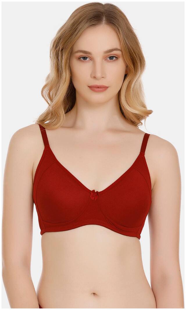 Zivame Non Padded Polyester T Shirt Bra - Maroon