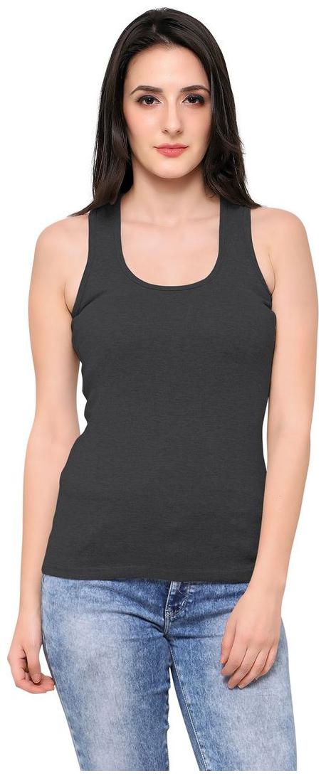 

Ziya Carbon Black Cotton Racer Back Tank Top