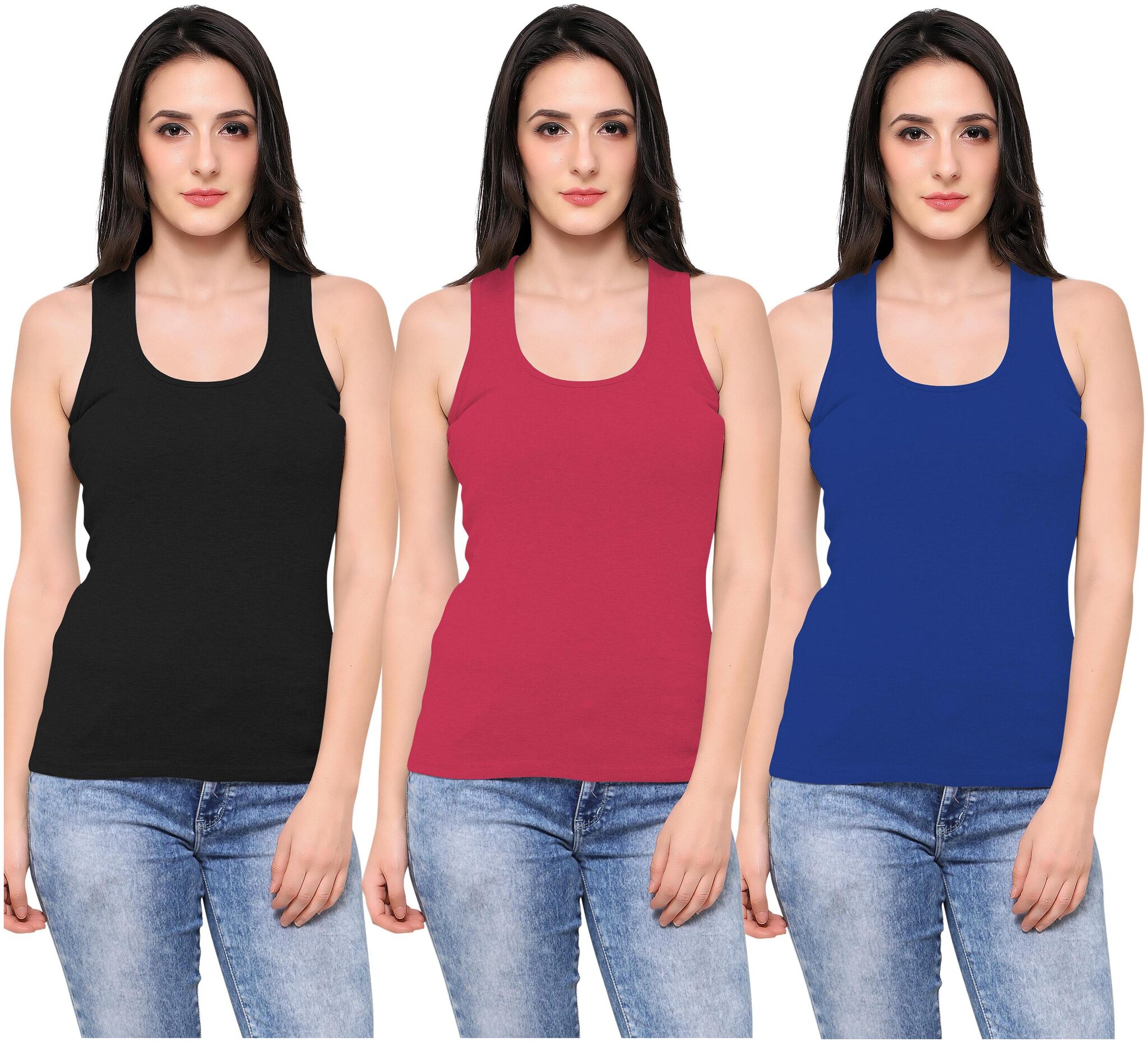 

Ziya Women Black Red Regular fit Round neck Cotton Tank top