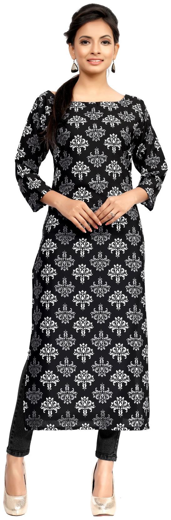 

ZIYAA Women Black Ethnic Motifs Straight Kurta