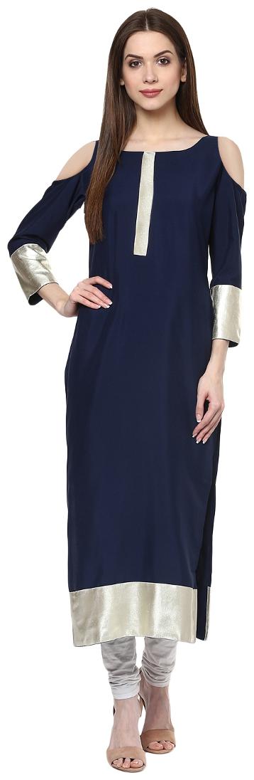 

ZIYAA Women Blue Printed Straight Kurta