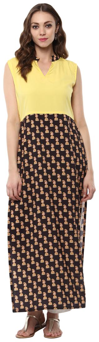

ZIYAA Women Yellow Printed Straight Kurti