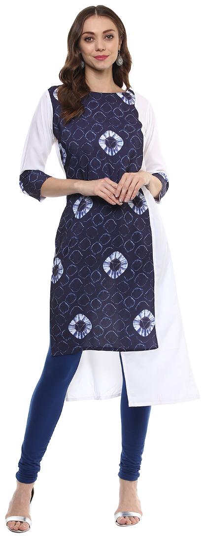 

ZIYAA Women Blue Printed Assymetrical Kurta
