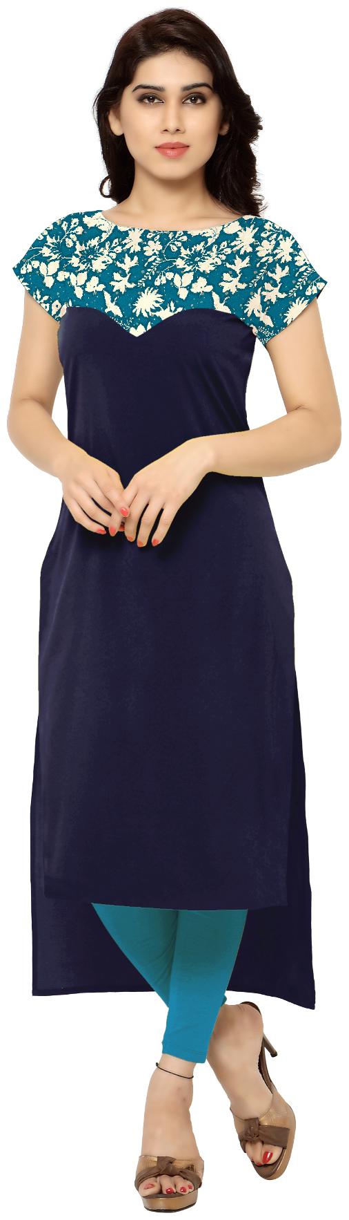 

ZIYAA Women Blue Printed Straight Kurta